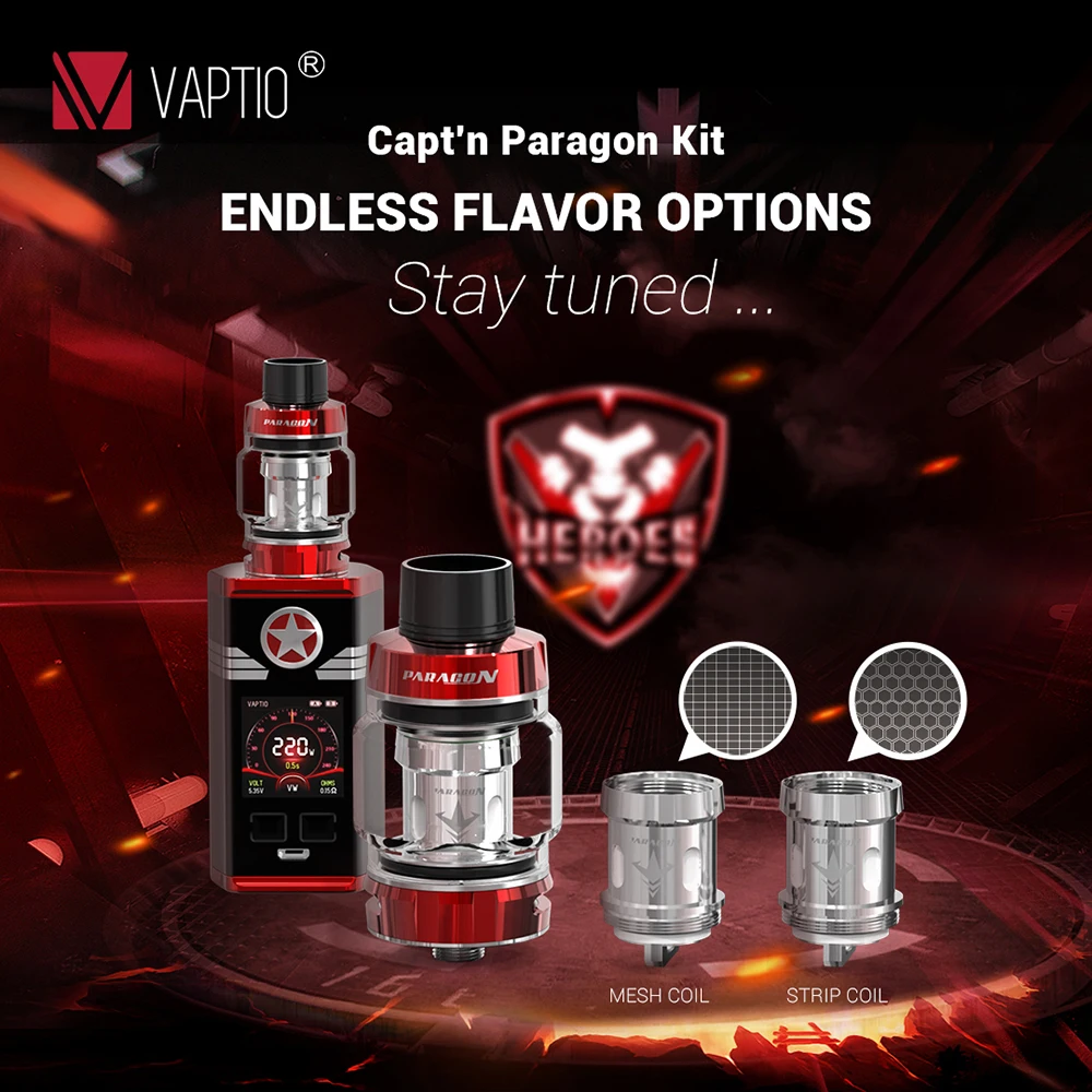 Оригинальный набор Vaptio Capt'n 220W TC Kit с баком для парагоната 8 мл/2 мл Скорость Огня 0