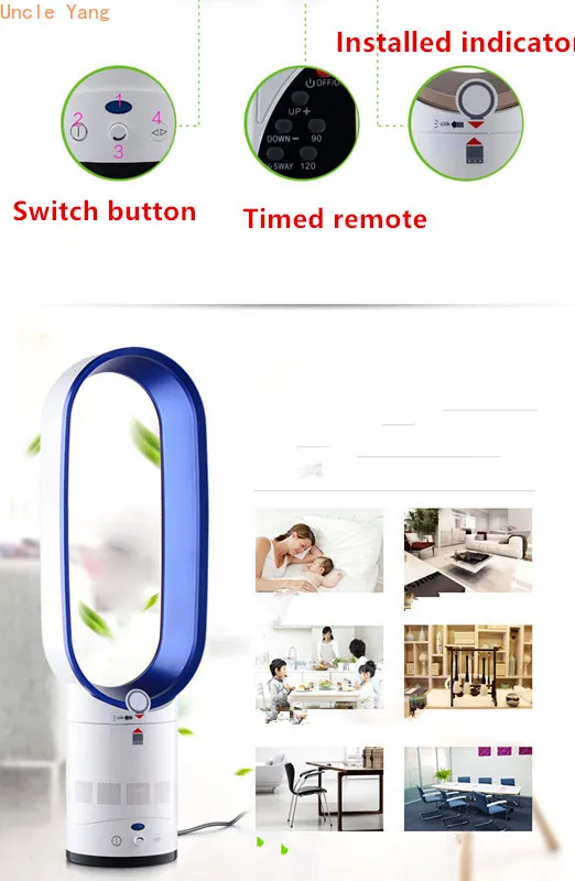 

Air Fan 16 Inch 110V 220V Leafless Electric Fan Ultra-quiet Home Function Floor Fan Remote Control Intelligent Timing Ventilador