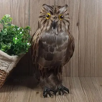 

Lifelike Feather Owl Decoy Bird Repellent Scarecrow Halloween Decor Brown