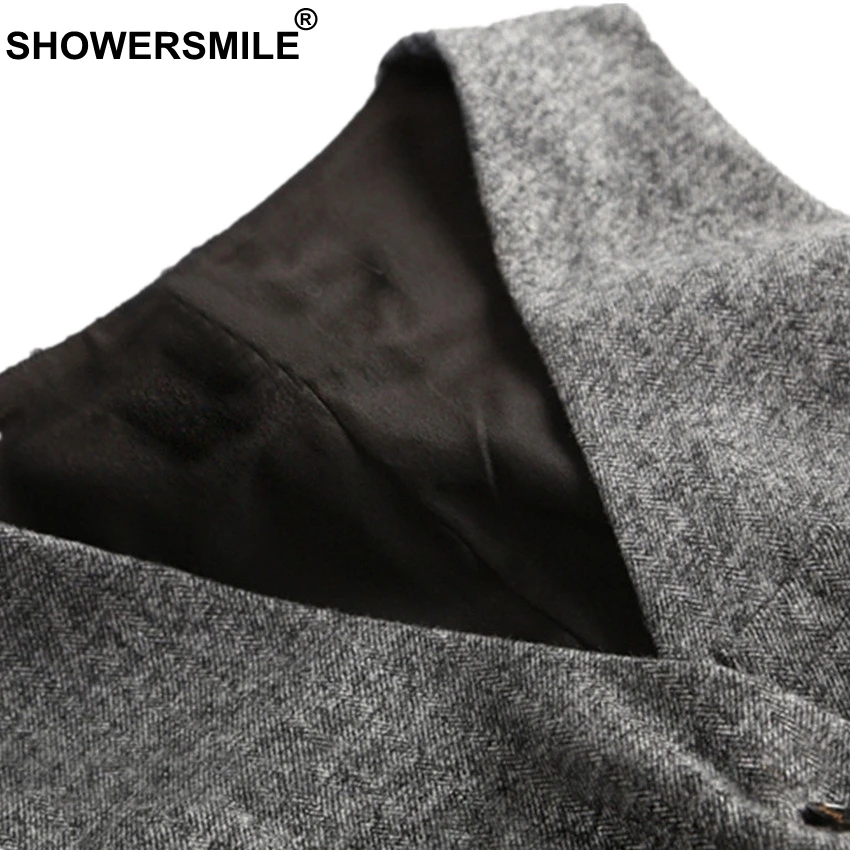 SHOWERSMILE Woolen Suit Vest Womens England Style Waistcoat Plus Size 3XL Spring Autumn Sleeveless Jacket Ladies Gilet