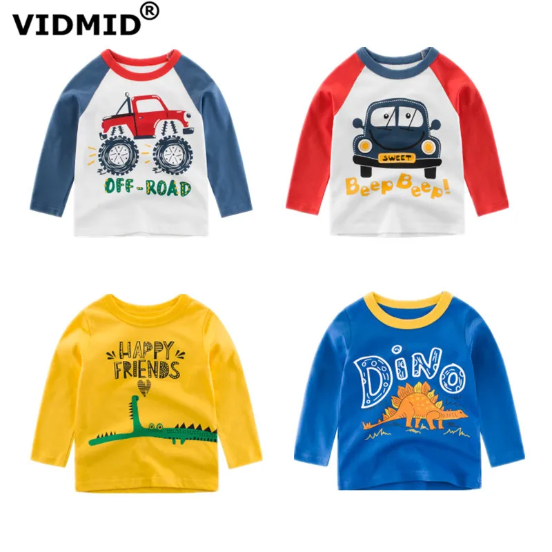 

VIDMID baby Boys t-shirts Cars long Sleeve T-shirt Kids baby Boys cotton tops tees Children Summer Dinosaur Clothing tops 4037
