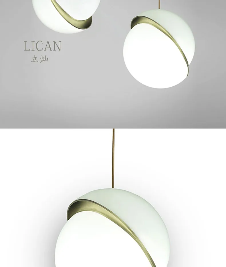 LICAN Denmark designs round balls Pendant Lights Creative Round Moon Brass Suspension Pendant lamp for Dining room Living room