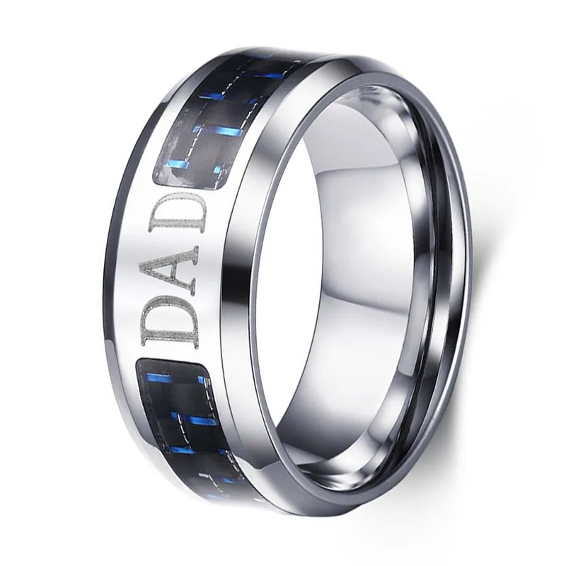 New Arrive Stainless Steel Jewelry Dad Ring Trendy Men Ring With Blue