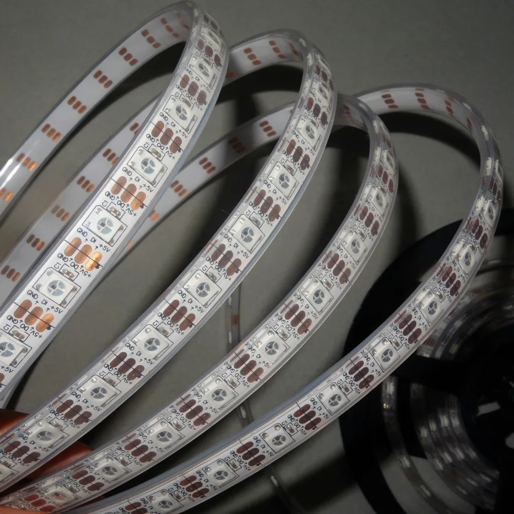 

Addressable 4m DC5V WS2812B led pixel srip,IP68,60pcs WS2812B/M with 60pixels;WHITE PCB,IP68;epoxy resin filled in the tube
