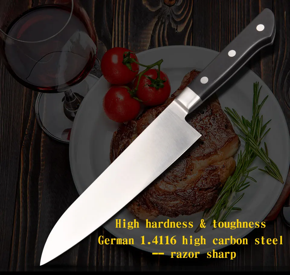 Модные 7 дюймов сантоку ножи для кухни высокоуглеродистой стали faca шеф-повара cuchillos de cocina