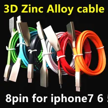 100 шт., длина 1 метр, 3FT 2A 3D цинковый сплав 8pin usb плоский лентовидный кабель для зарядки передачи и синхронизации данных для iphone 5 6 7 для ipad