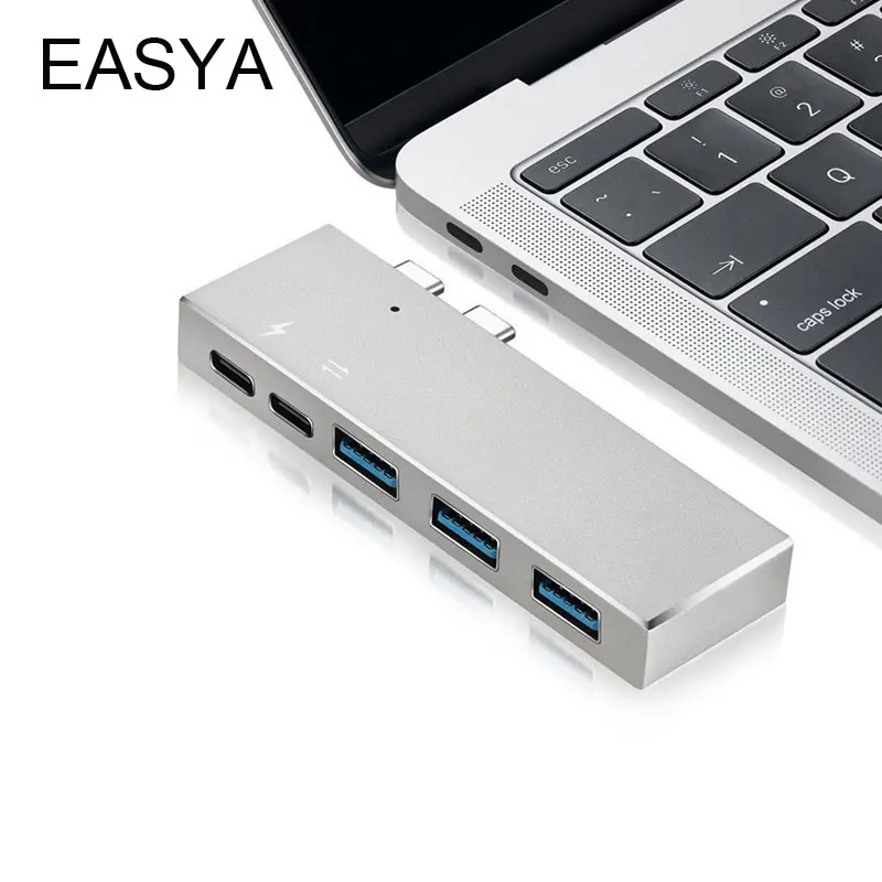 

EASYA Wholesale Thunderbolt USB-C Hub Adapter USB 3.0 Hub USB Splitter with PD Charging Port for MacBook Pro 2017 10pieces/lot