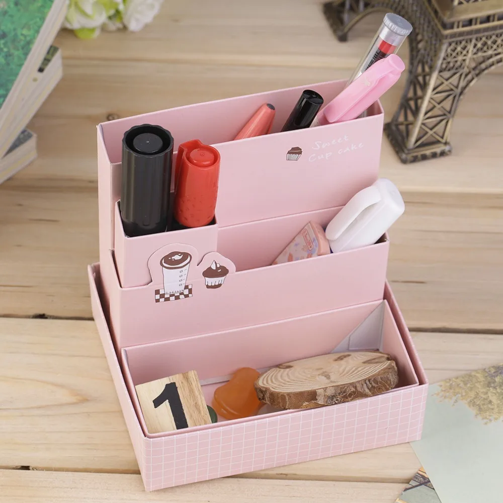 

NEW DIY Paper Board Storage Box Desk Decor Stationery Cosmetic Makeup Organizer