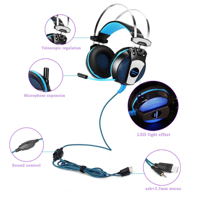 Игровые наушники для компьютера KOTION КАЖДЫЙ GS500 3.5 мм PS4 Gaming Headset Stereo Bass Наушников с микрофоном для компьютера xbox one ps4 playstation4 Портативных пк геймер