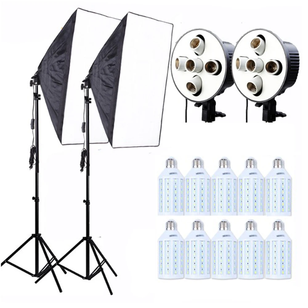 

Professional 60x90cm/24x35" 5 in 1 Socket Camera Softbox Kit With Light Stand For Dslr Photography Studio Diffuser Lightbox