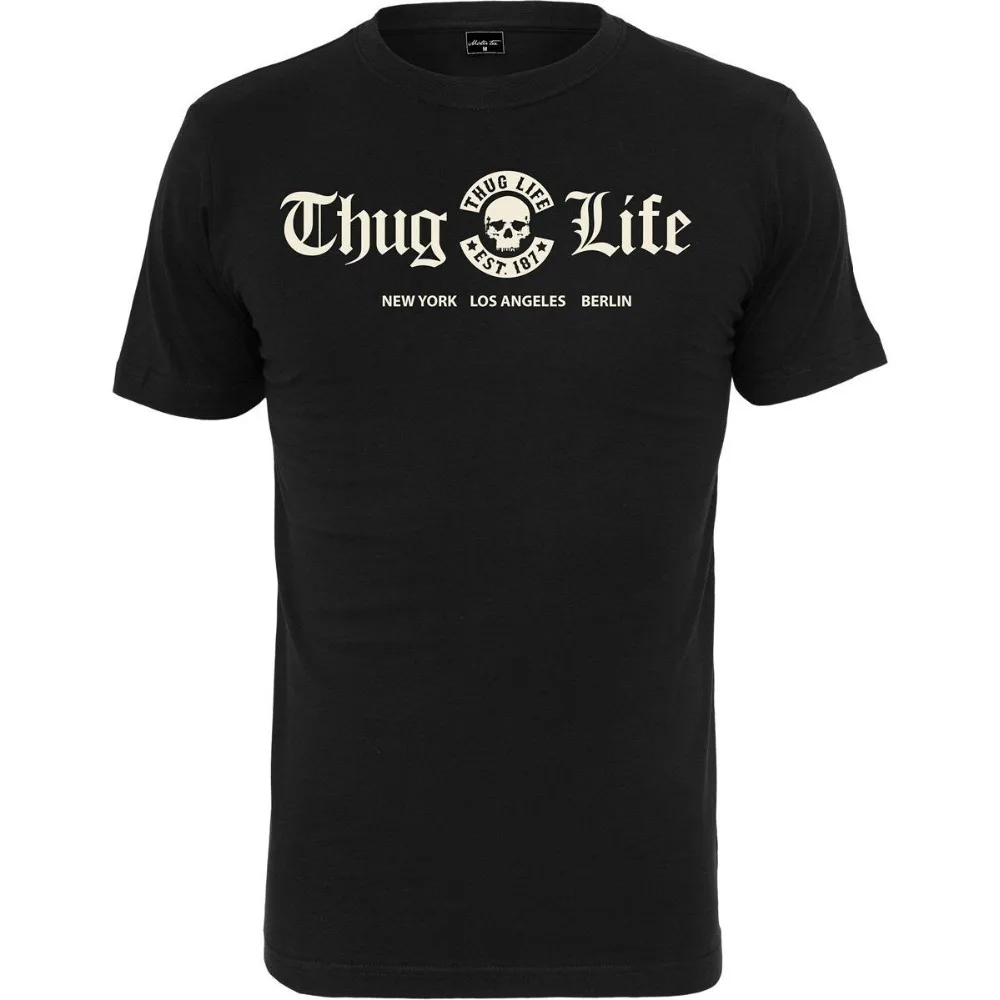 2018 Лидер продаж мода с коротким рукавом 100% хлопок футболка Thug Life рубашка черный |