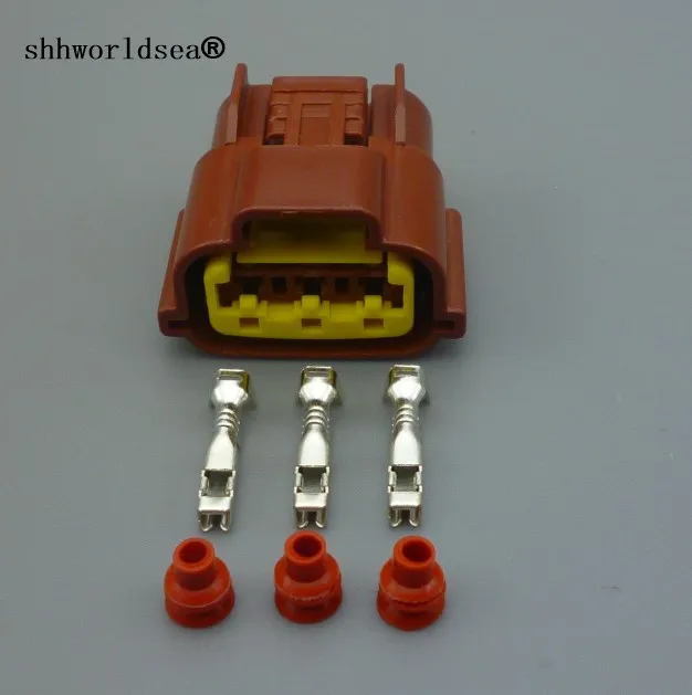 

shhworldsea 3 Pin 2.2mm auto Sensor Wire Connector plug Fits Renault for Nissan brown color connectors 6098-0142 6189-0486