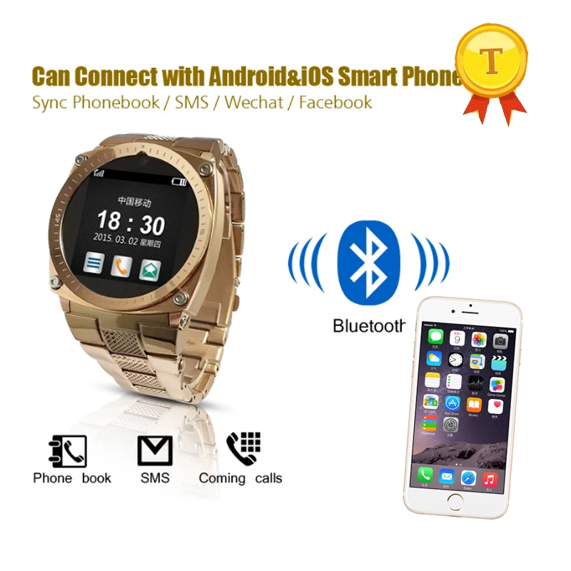 Новинка 2018 деловые часы Bluetooth Смарт разблокированный телефон с sim картой камерой