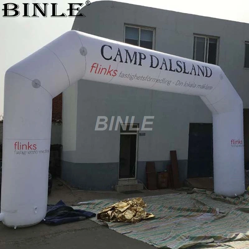 

Customized giant marathon outdoor advertising decorative white inflatable arch race start finish line with pump