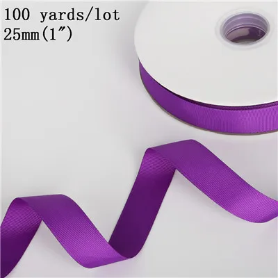 Горячая Распродажа, 25 мм("), 100 ярдов/партия, смешанные одноцветные атласные ленты для рукоделия, украшения для свадьбы, скрапбукинга - Цвет: Purple