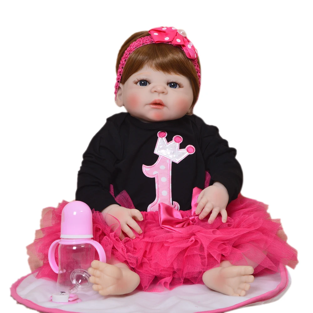 Принцесса 23' "Кукла-Реборн, полностью силиконовая, тело, каштановые волосы, куклы-Реборн, реалистичные детские игрушки, игрушки для девочек, рождественские подарки