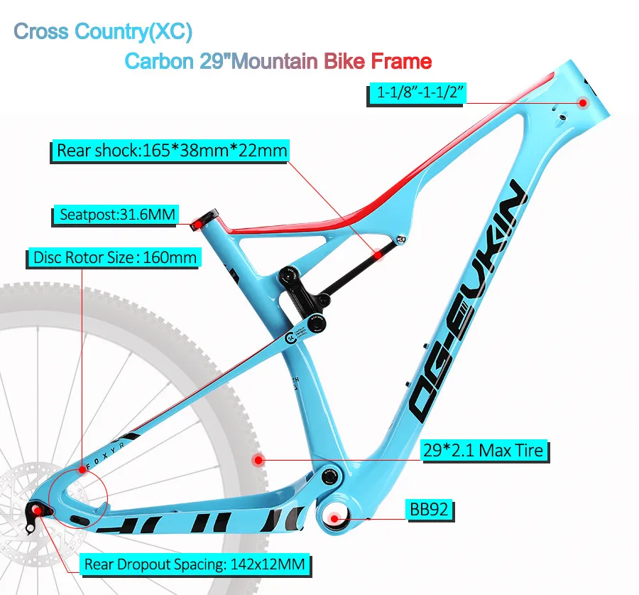 Sale OG-EVKIN CF-049 Mountain Bike Frame (XC) T800 Carbon MTB Frame Glossy 29er Carbon Fiber EPS Molding Carbon Bicycle Frame 0 Sale OG-EVKIN CF-049 Mountain Bike Frame (XC) T800 Carbon MTB Frame Glossy 29er Carbon Fiber EPS Molding Carbon Bicycle Frame 0