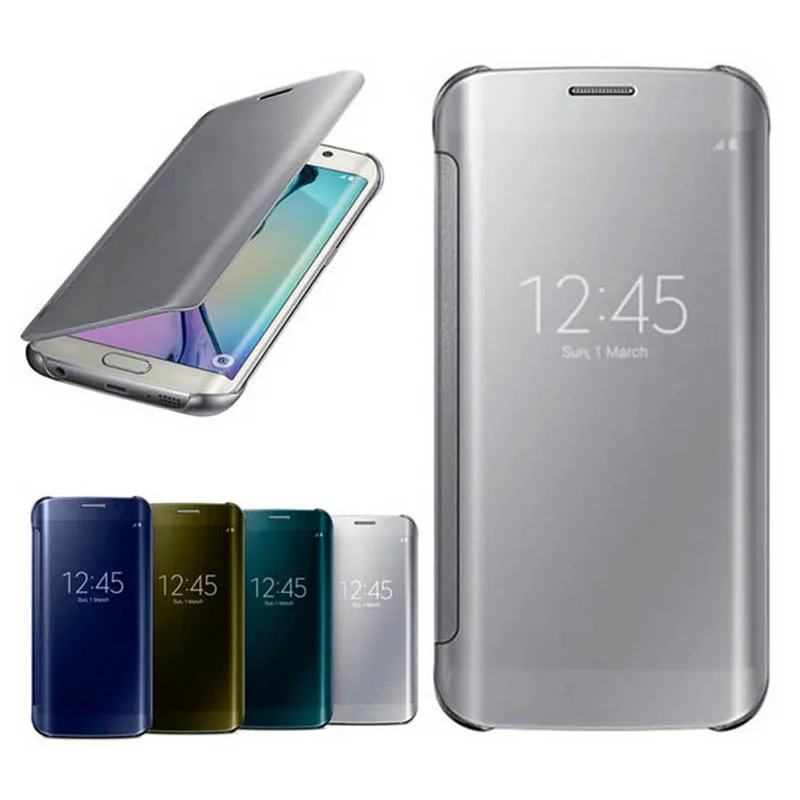 

Plating Translucent Cover S6 S7 Edge Flip Case Mirror Smart Capa For Samsung Galaxy S7 Note 5 S5 Premium S7 Edge Hard Coque Capa