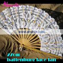 10 шт./партия 27 см кружевная вышивка Свадебный вентилятор для свадьбы