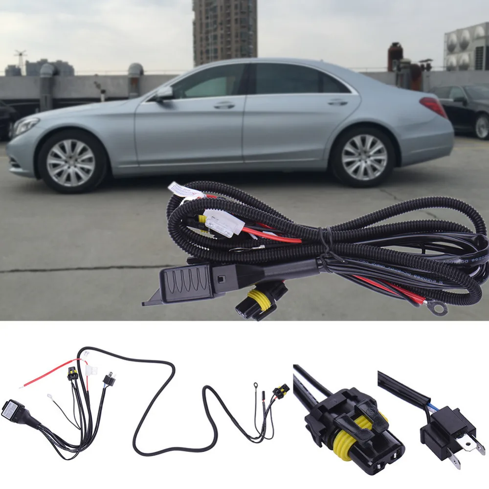 

1 Set H4/9003 Headlight HID Xenon Bulb Wire Harness Connector Relay Fuse Black H4 Headlamp Connector Conversion Kit