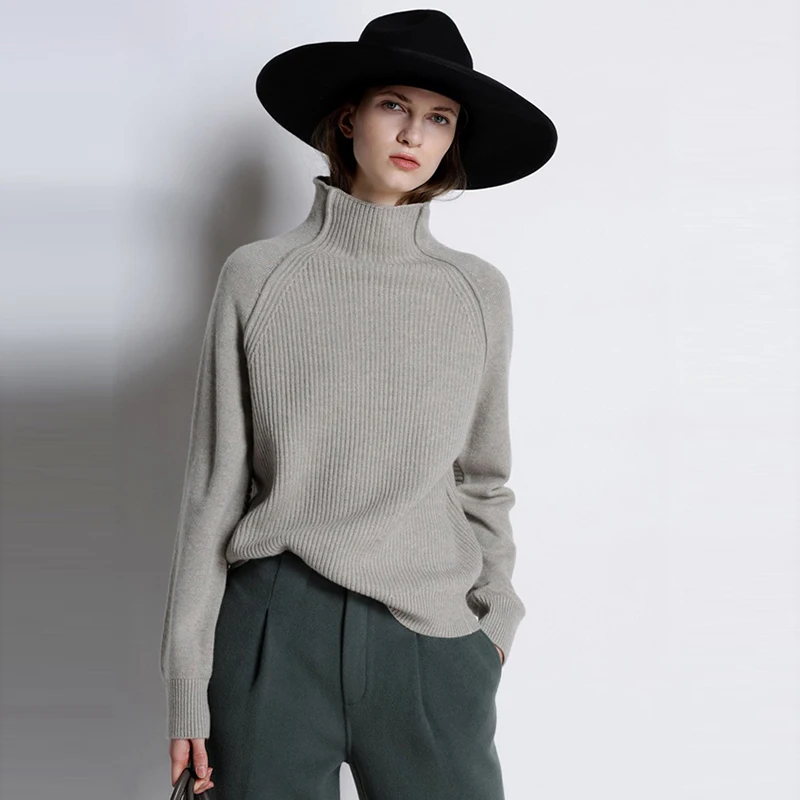 

Autumn Winter Wool Turtleneck Sweaters Women Short Thicken Loose Pullovers Sweaters Female Casual Knitted Wool Sweaters FP1683