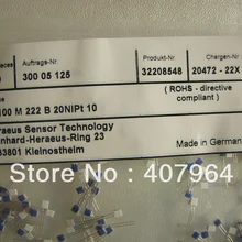 Класс B на тонкой пленке Pt100 Платиновый резистор, бренд heraeus, Gemerny происхождения, быстрая