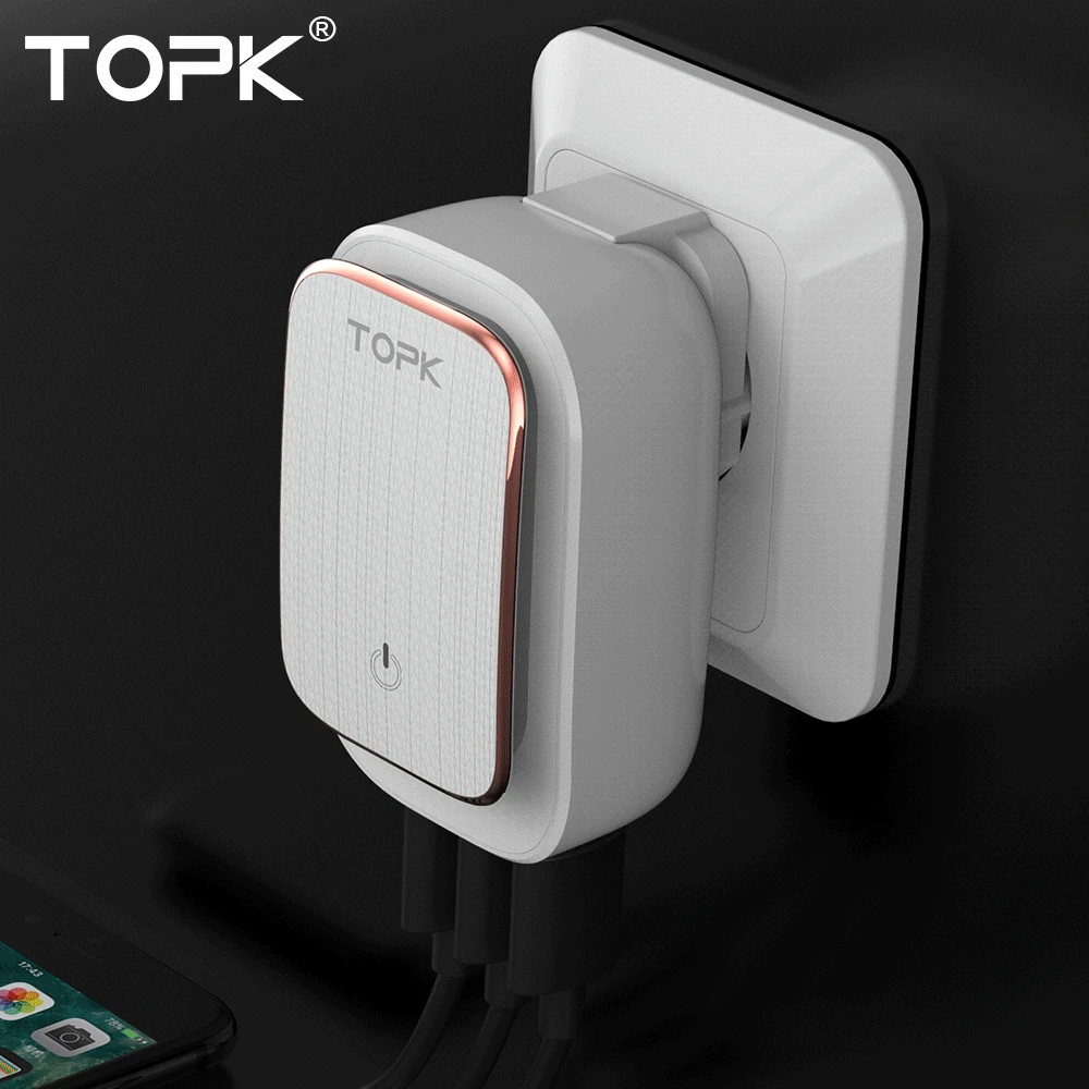 Topk 3 Порты и разъёмы телефон Зарядное устройство 5 В 3.4a (макс.) светодиодный