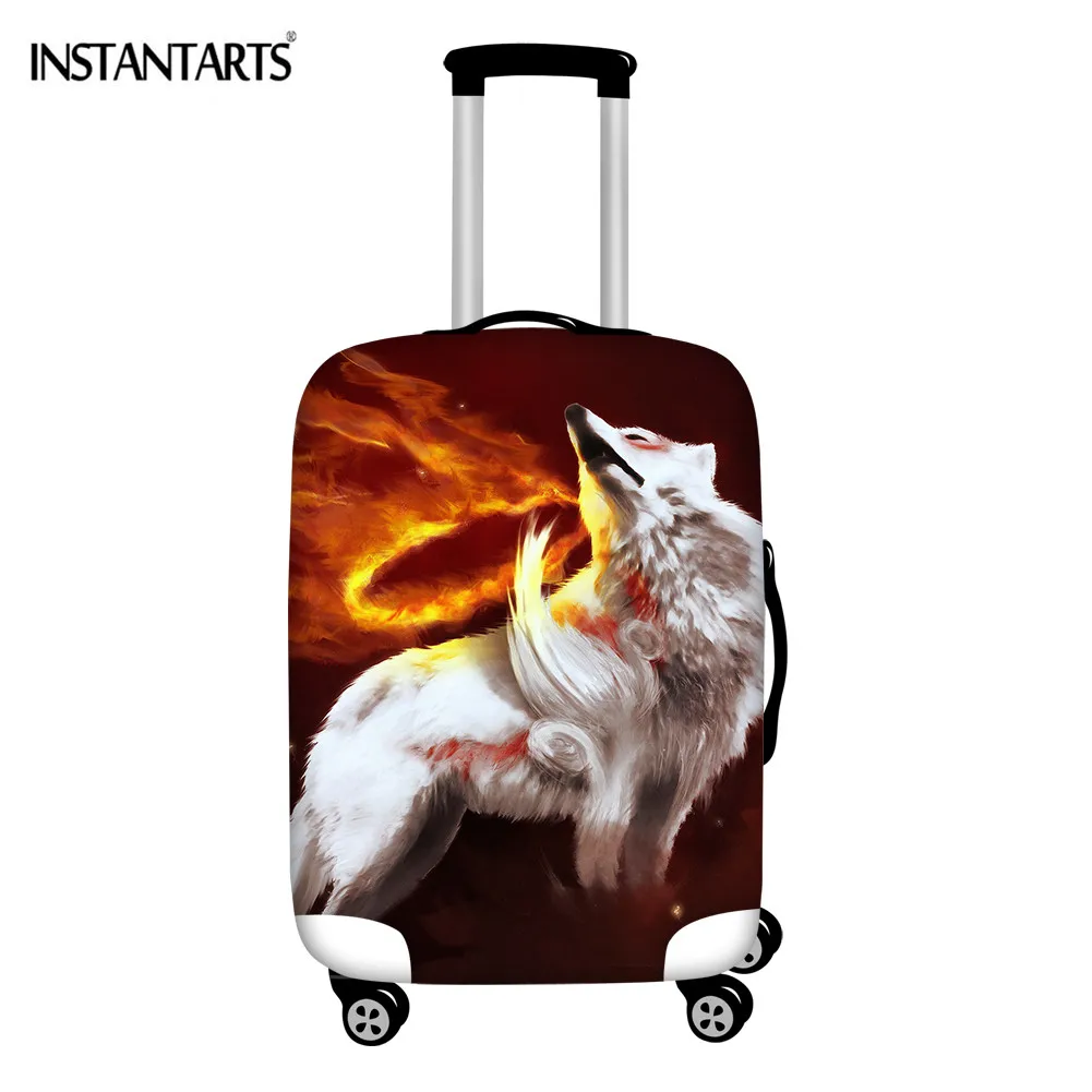 INSTANTARTS Cool 3D Wolf Printing Waterproof Cover for Luggage 18-30 Inch Customized Zipper Trolley Suitcase Protective | Багаж и сумки