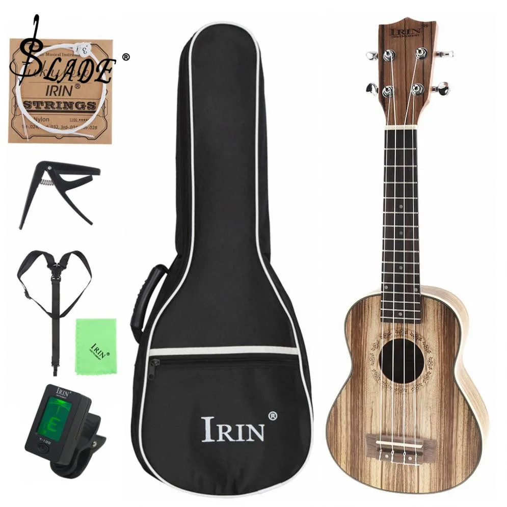 

21 Inch Zebra Wood Ukulele beginners Soprano 15 Fret Four Strings Hawaii Guitar Musical Instrument +Bag+Tuner+Strap+String+Cloth