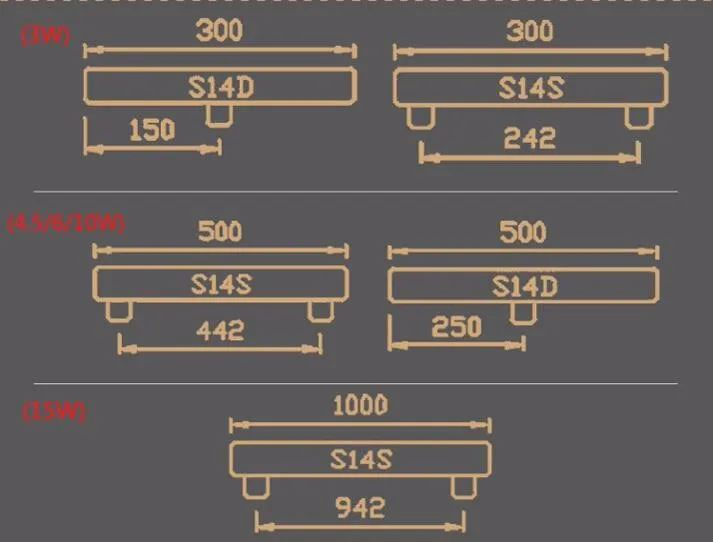 10 шт./лот затемнения светодиодные linestra S14D S14S 1000 мм 15 Вт Светодиодная интегрированная Светодиодная трубка светодиодные трубки света зеркальный настенный, с омывающим светом AC85-265V