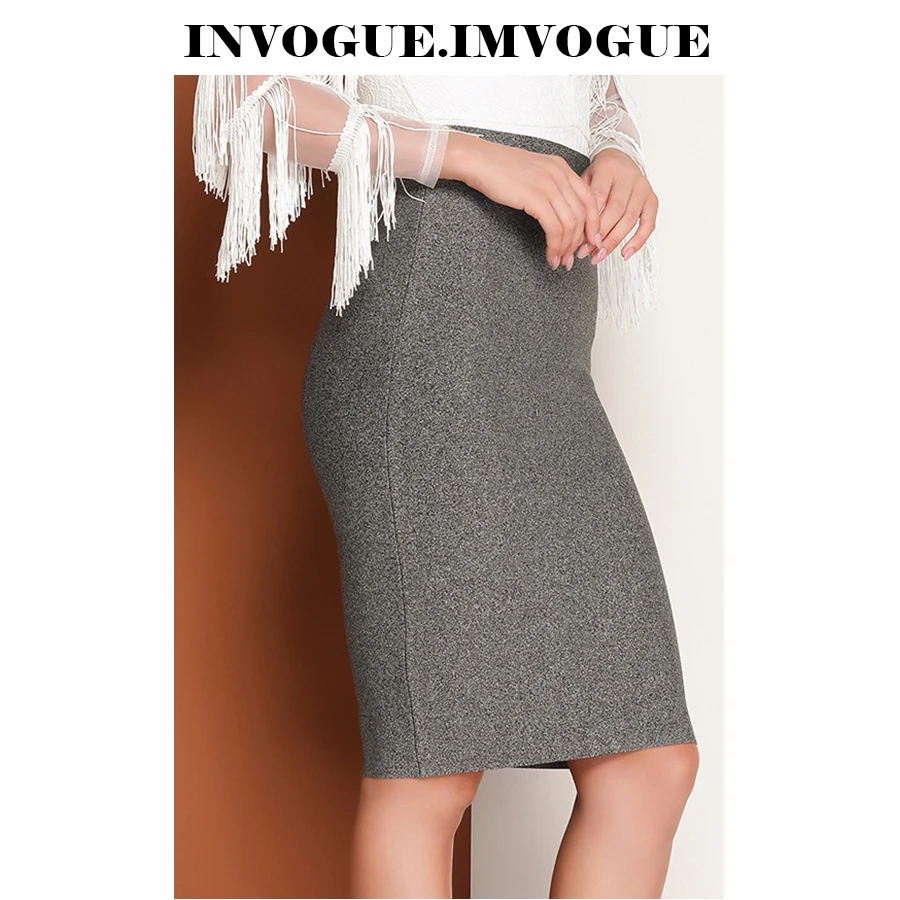 INVOGUE. IMVOGUE однотонная Облегающая Юбка До Колена с высокой талией 2019|Юбки| |