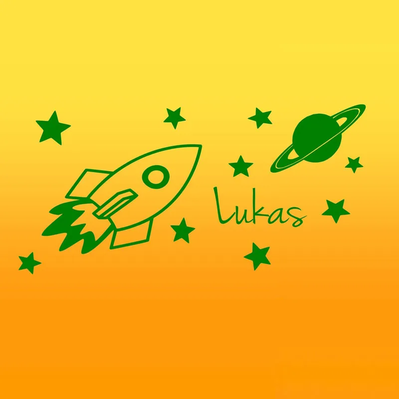 New Customized Name Rocket Wall Stickers Kids Vinyl