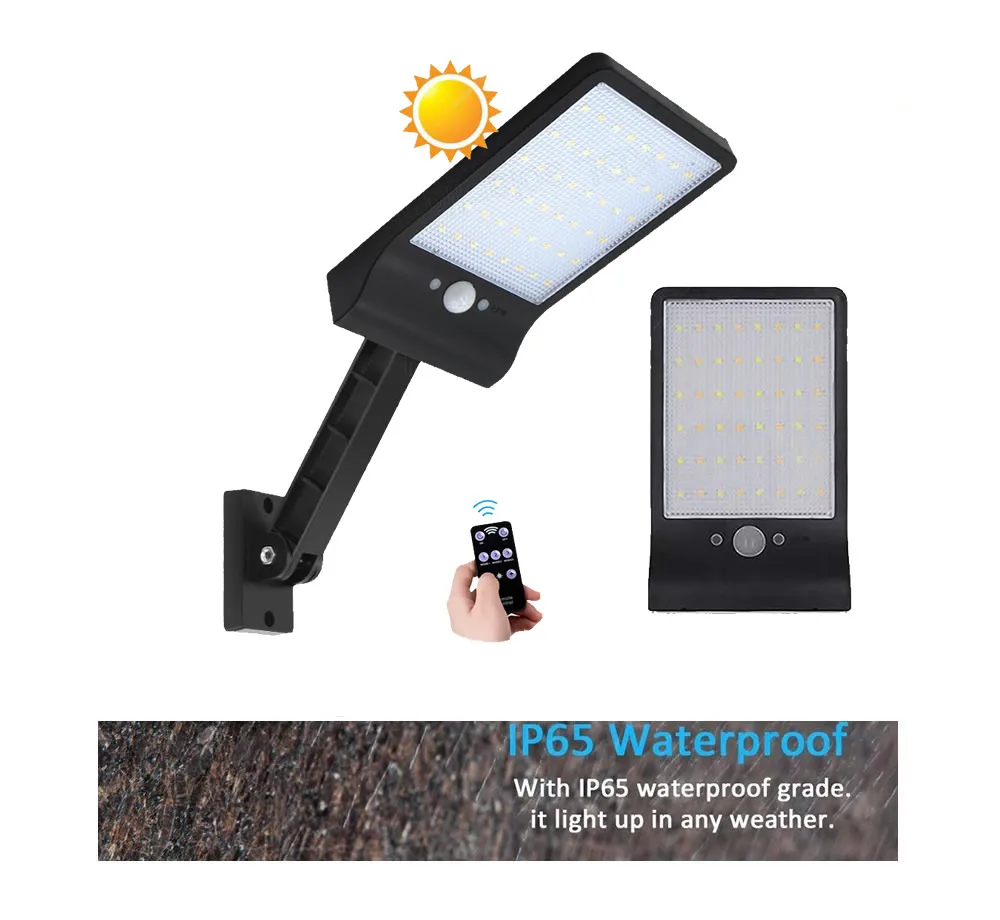 

remote control rotate bracket solar street light 48 LED Solar Lamp Motion Sensor Wall Light Outdoor Courtyard Garden Garage Secu