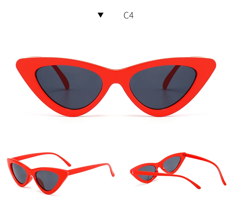 Новые милые сексуальные ретро солнцезащитные очки кошачий глаз женские маленькие черные белые треугольные винтажные недорогие солнцезащитные очки красные женские uv400