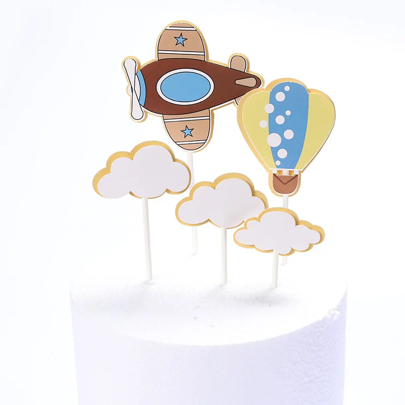 1 комплект огненный шар самолет облака тема Дети Топпер для торта «С Днем Рождения» мультфильм дизайн ребенок мальчик торт украшения вечерние принадлежности - Color: A
