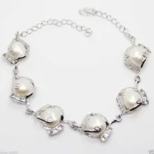 Картины мода Огромный 10-11 мм белый из натурального барочного жемчуга бисер кристаллы браслет