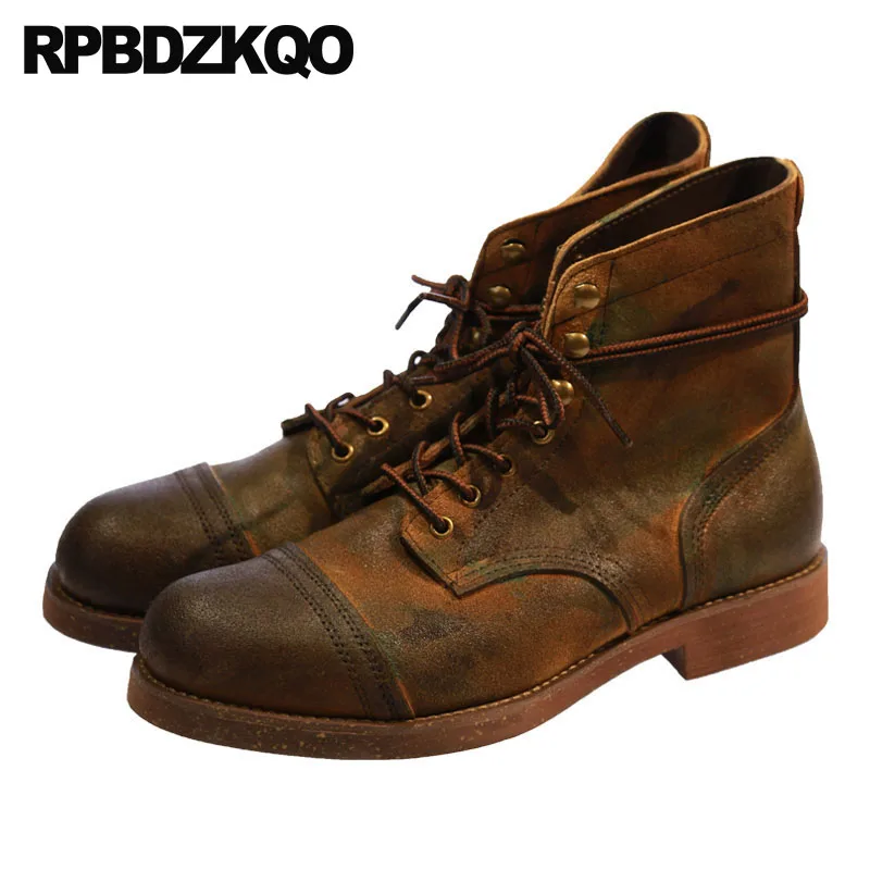 Botas de piel auténtica para hombre, botines de estilo europeo Vintage de  ante de alta calidad, con cordones, color marrón, temporada otoño| | -  AliExpress