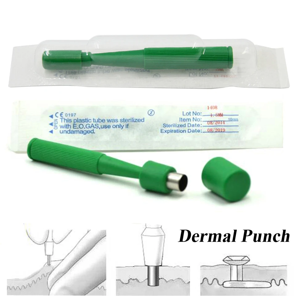 Kit De 5 Punches à Biopsie Stériles Et Jetables - Acier Inoxydable, Pour Usage Médical Et Esthétique