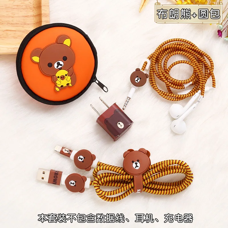 

2018 New Earphone Bags Cartoon USB Cable Earphone Protector Cable Winder Stickers Spiral Cord Protector For iphone 5 6 6s 7 8