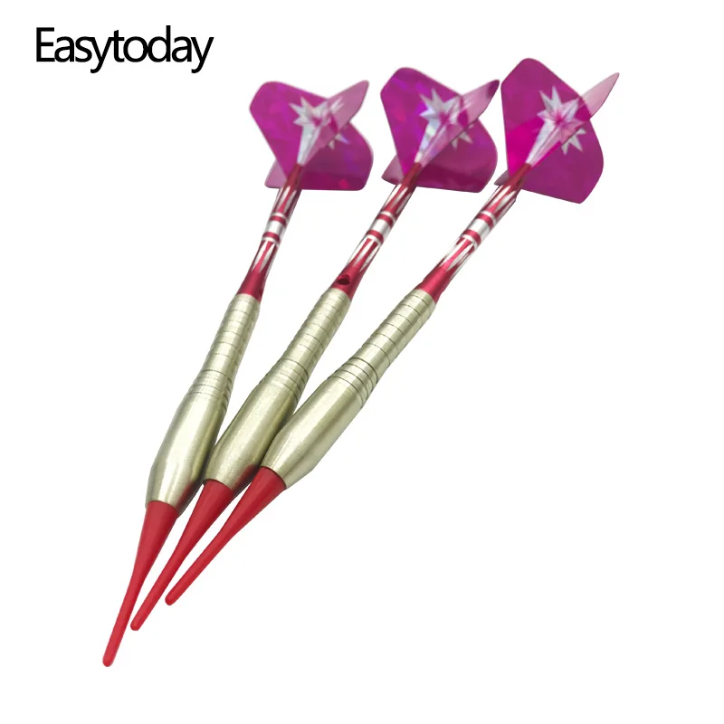 Easytoday 3Pcs/set Electronic Dart Plastic Box Soft Tip Assembled Aluminum Alloy Dart Shafts Metal Body Plastic Flight