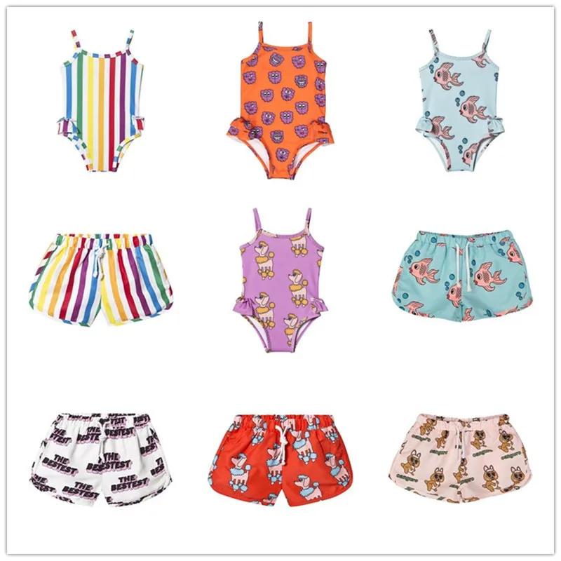 

Brother Sister Matching Swimming Wear Hug* Loves Tiki Cute RainBow Swimwear Barth Clothes Girls Swimsuits Boys Swimming Shorts