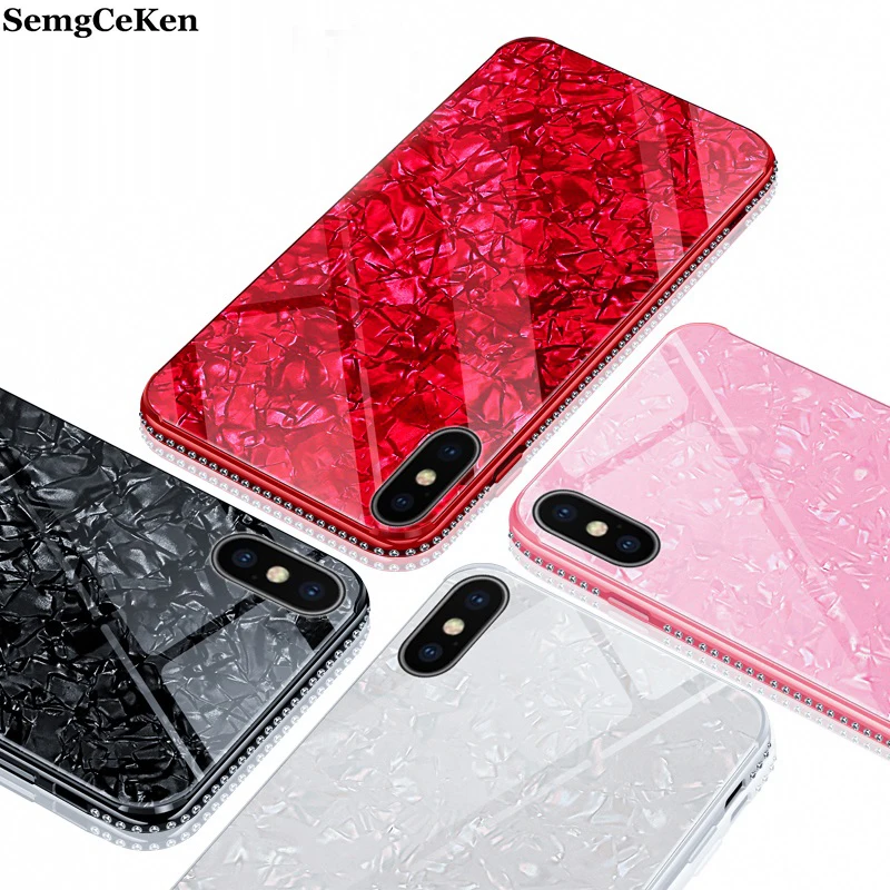 

YueTuo Diamond glitter glass case for iphone 6 6s 7 plus 7plus 8 8plus X s R xr xs max luxury original 3d back cover coque etui