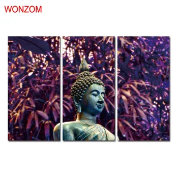 

WONZOM HD Printed 3Pcs Buddha Wall Picture Framed Directly To Hang For Living Room Large Zen Modern Cuadros Decoracion 2017 Gift