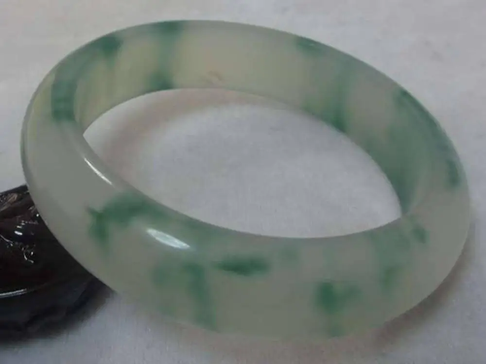 

Hot sell -> Chinese Fashion Fine Beautiful White Green Natural stone Gems Bangle Bracelet 61mm NEW -Top quality free shipping