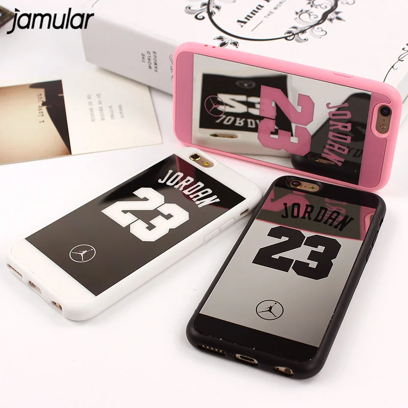 

JAMULAR Silicone Mirror Case For iPhone 7 8 Plus X Cover Jordan Cases Phone Case For iPhone 6 6s Plus 5S SE Covers Fundas