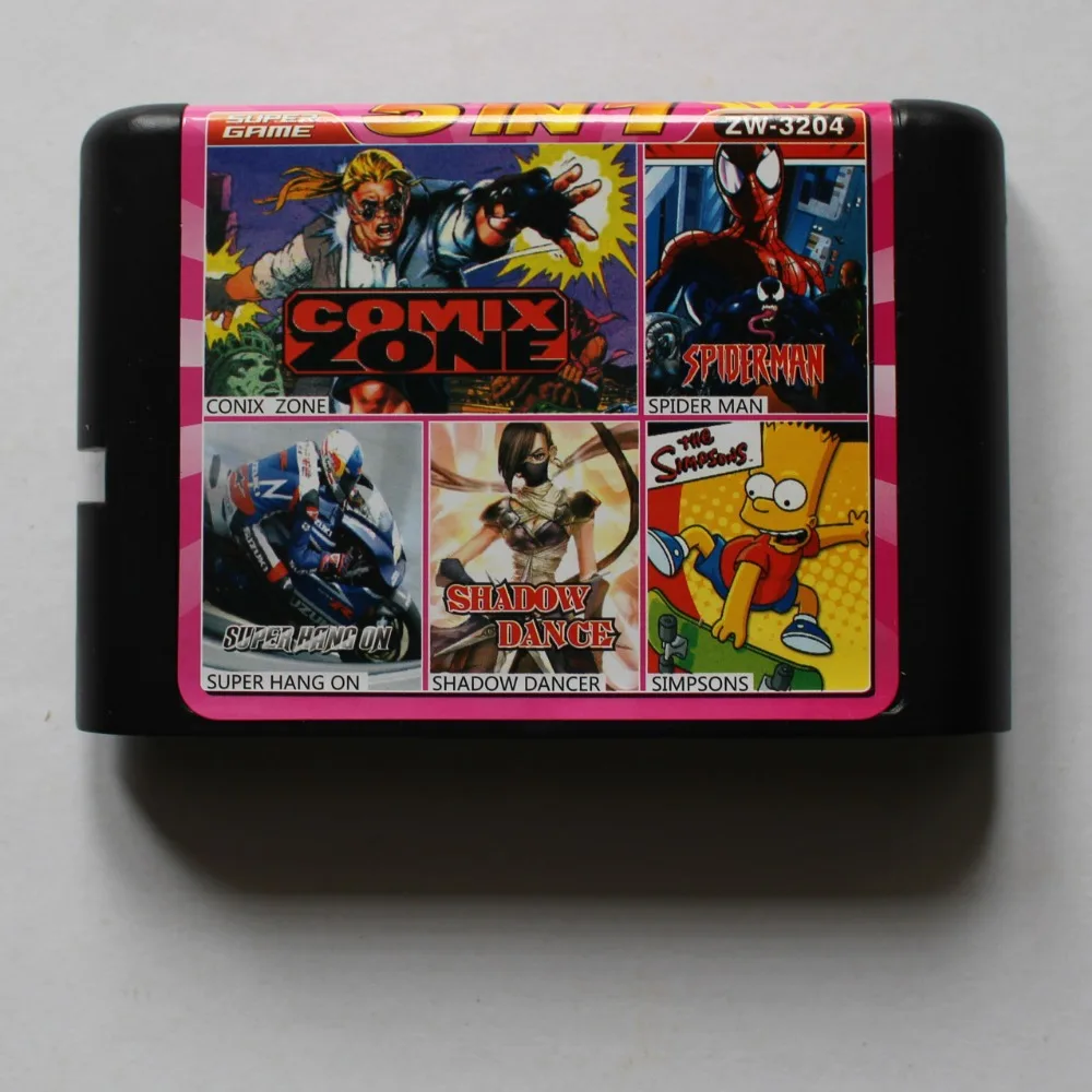 

Comix Zone/ Spiderman/ Shadow Dancer/ Super Hang on/ Simpsons 16 bit MD Game Card For Sega 16bit Game Player