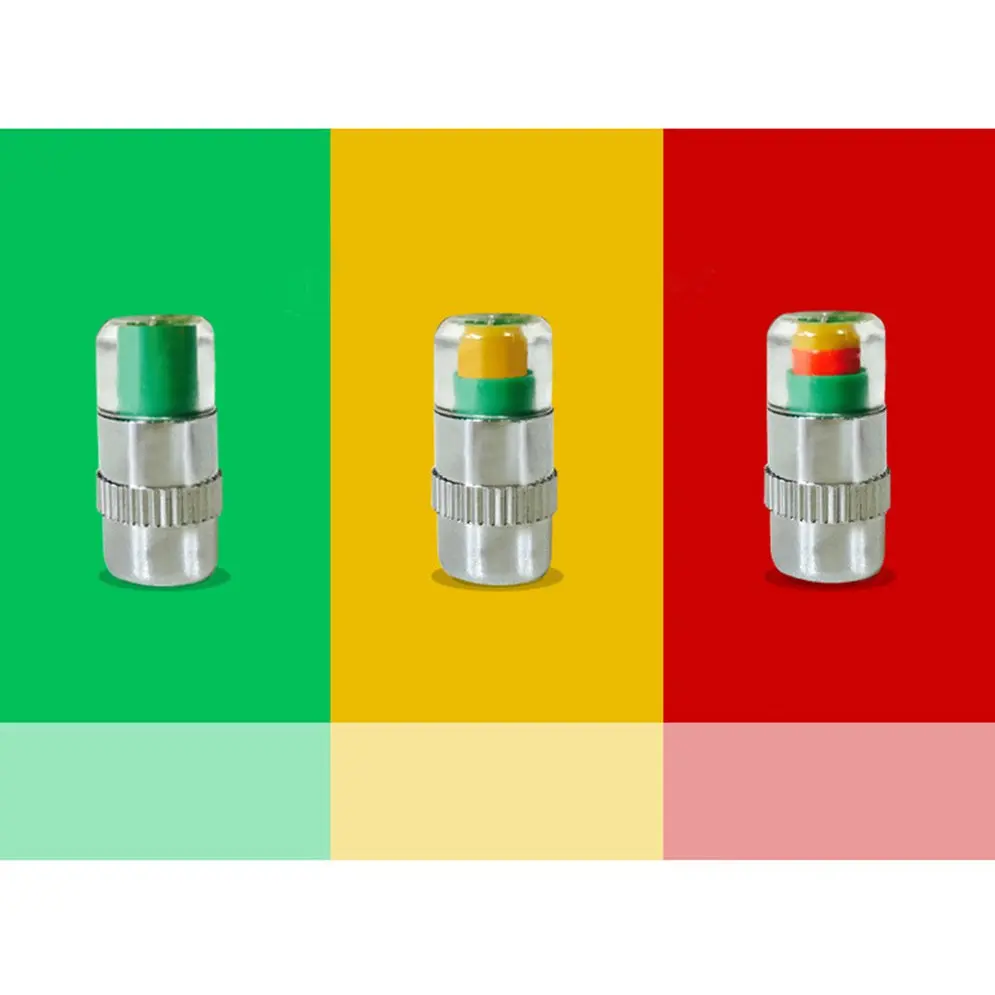 Колпачки клапана для автомобиля/Противоугонный датчик давления в шинах, индикатор с твердым латунным оборудованием, 3 цвета, глазное оповещение