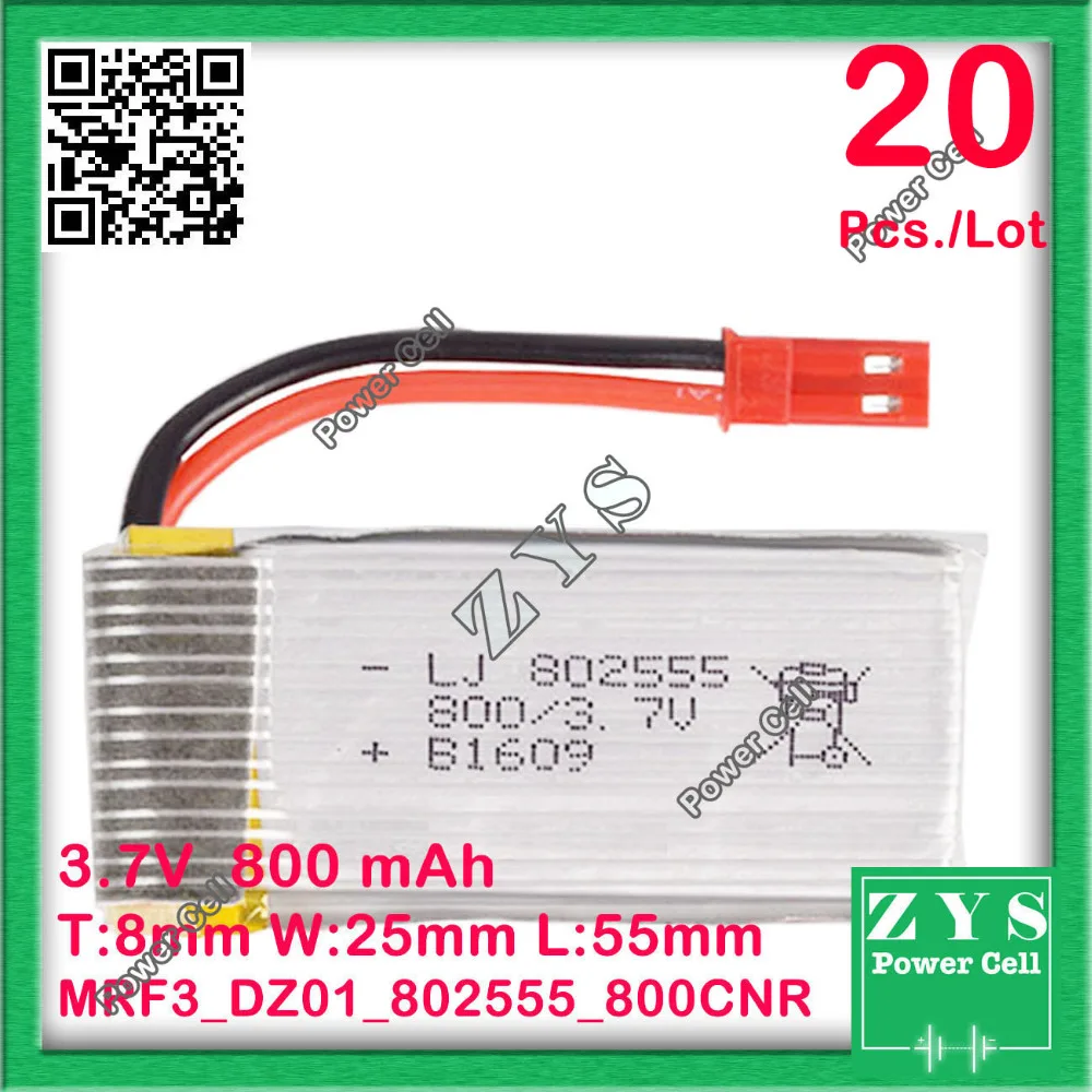 US $226.40 20pcsLot Safety Packing 2 pin 37V lithium Polymer battery 802555 800mah for UAV UAS Drone Zone mini drone fpv Size8x25x55mm