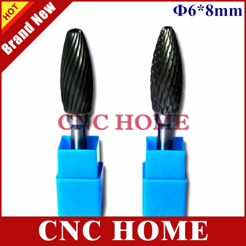 1PC 6*8MM Ball Tungsten Carbide Cutter, Dual Slot Rotary Burrs, Milling