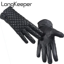Longkeader зимние перчатки из натуральной кожи женские черные женские перчатки бренд с бантом козья кожа варежки Guantes G282